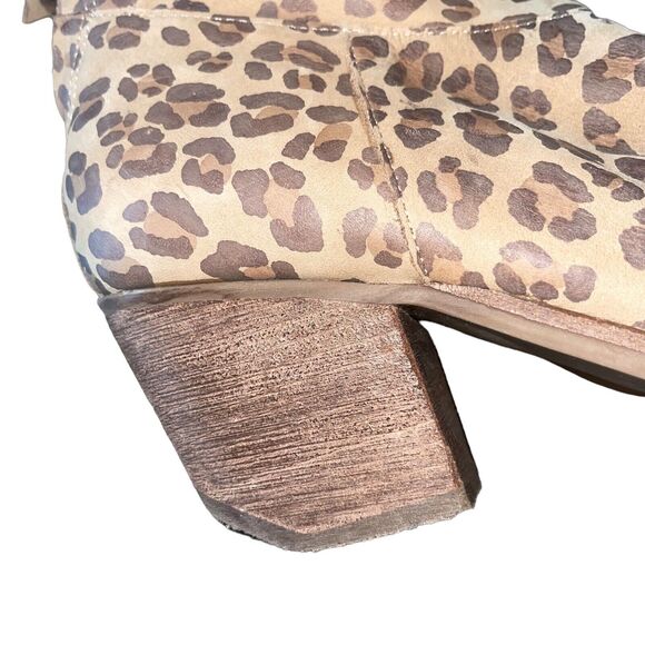 Matisse Boots Animal Print Leather Ankle Leopard Block Heel - Picture 5 of 9